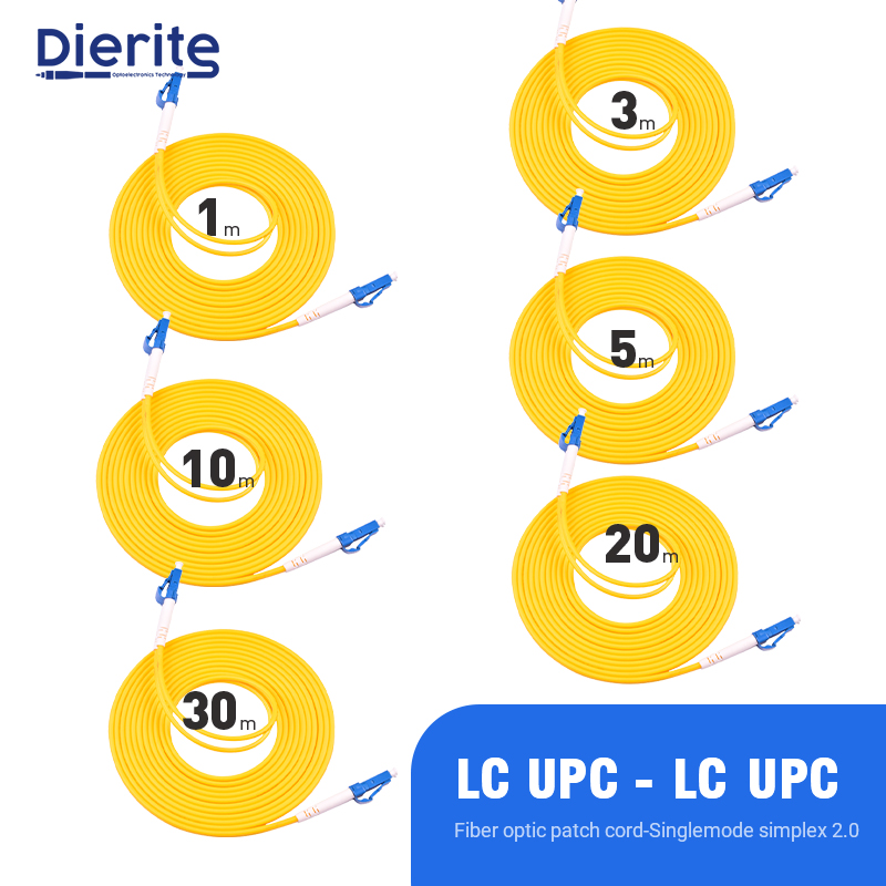 LC UPC To LC UPC Simplex G.652.D Single Mode PVC 2.0mm -2m Fiber Patch Cable
