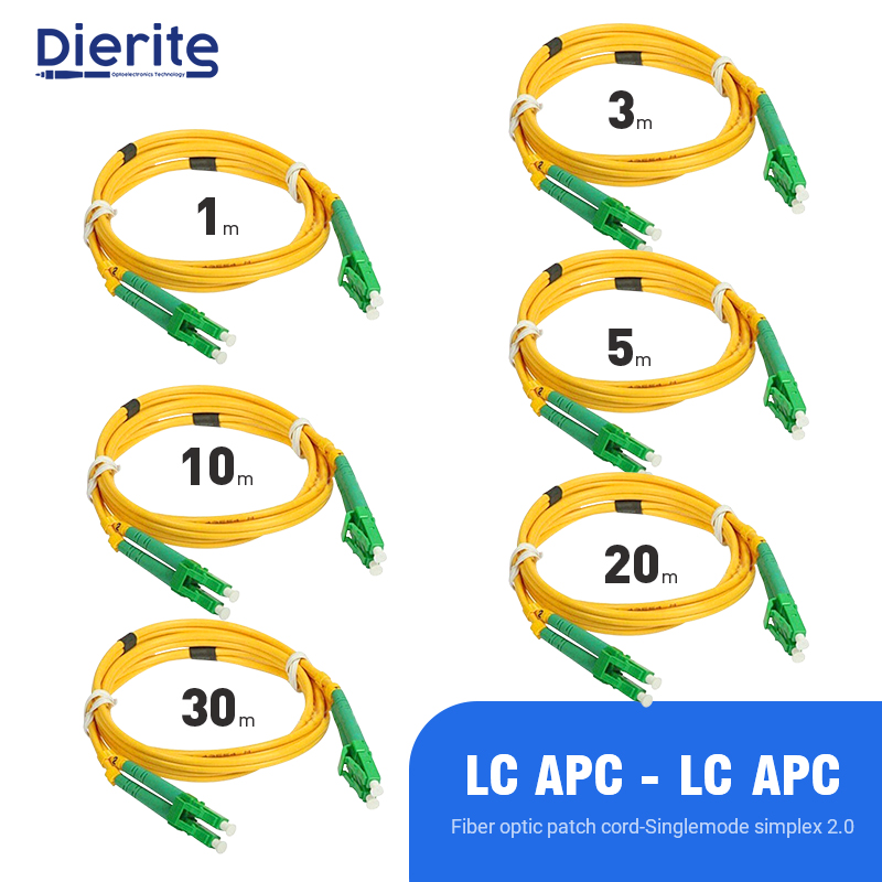 LC APC-LC APC 9/125μm OS2 Singlemode Duplex 2.0mm PVC Fiber Optic Patch Cable