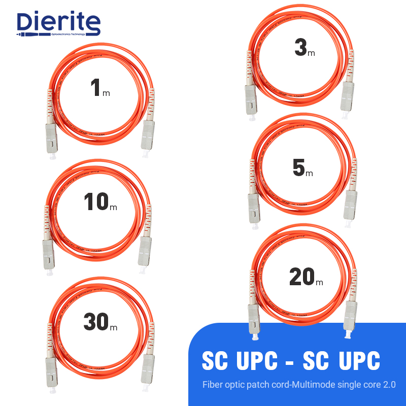 SC UPC To SC UPC Simplex OM1 Multimode PVC 2.0mm Fiber Optic Patch Cord