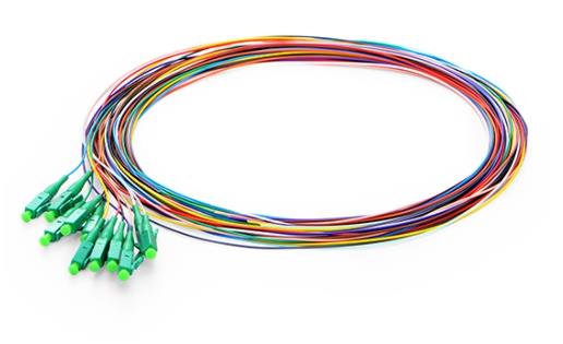 1m LC APC 12 Fibers OS2 Single Mode Unjacketed Color-Coded Fiber Optic Pigtail